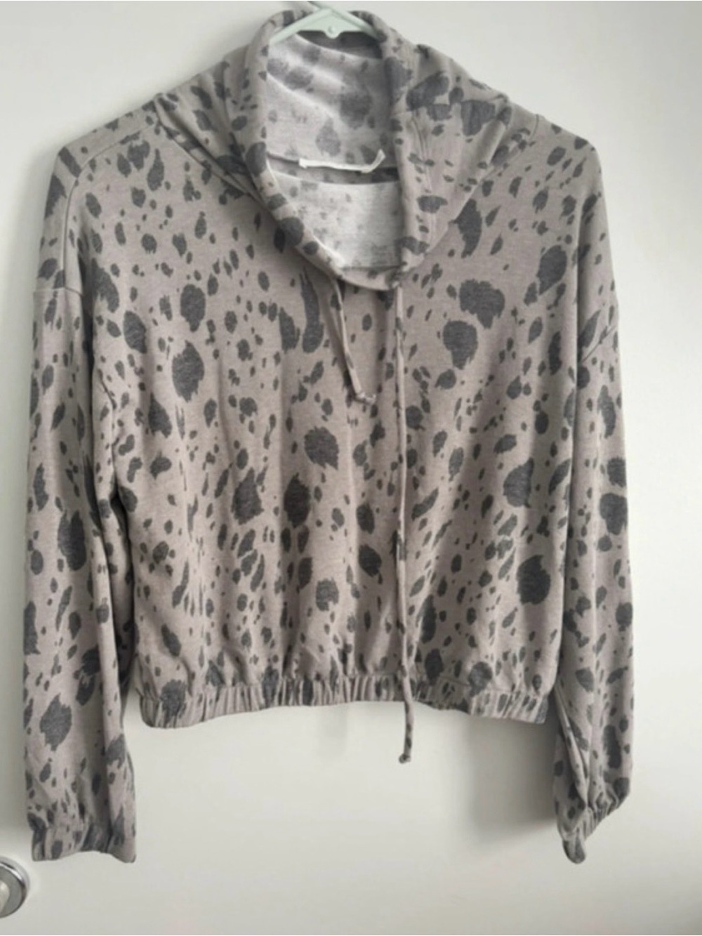 Lush Taupe and Charcoal Drawstring Cowl Neck Hoodie